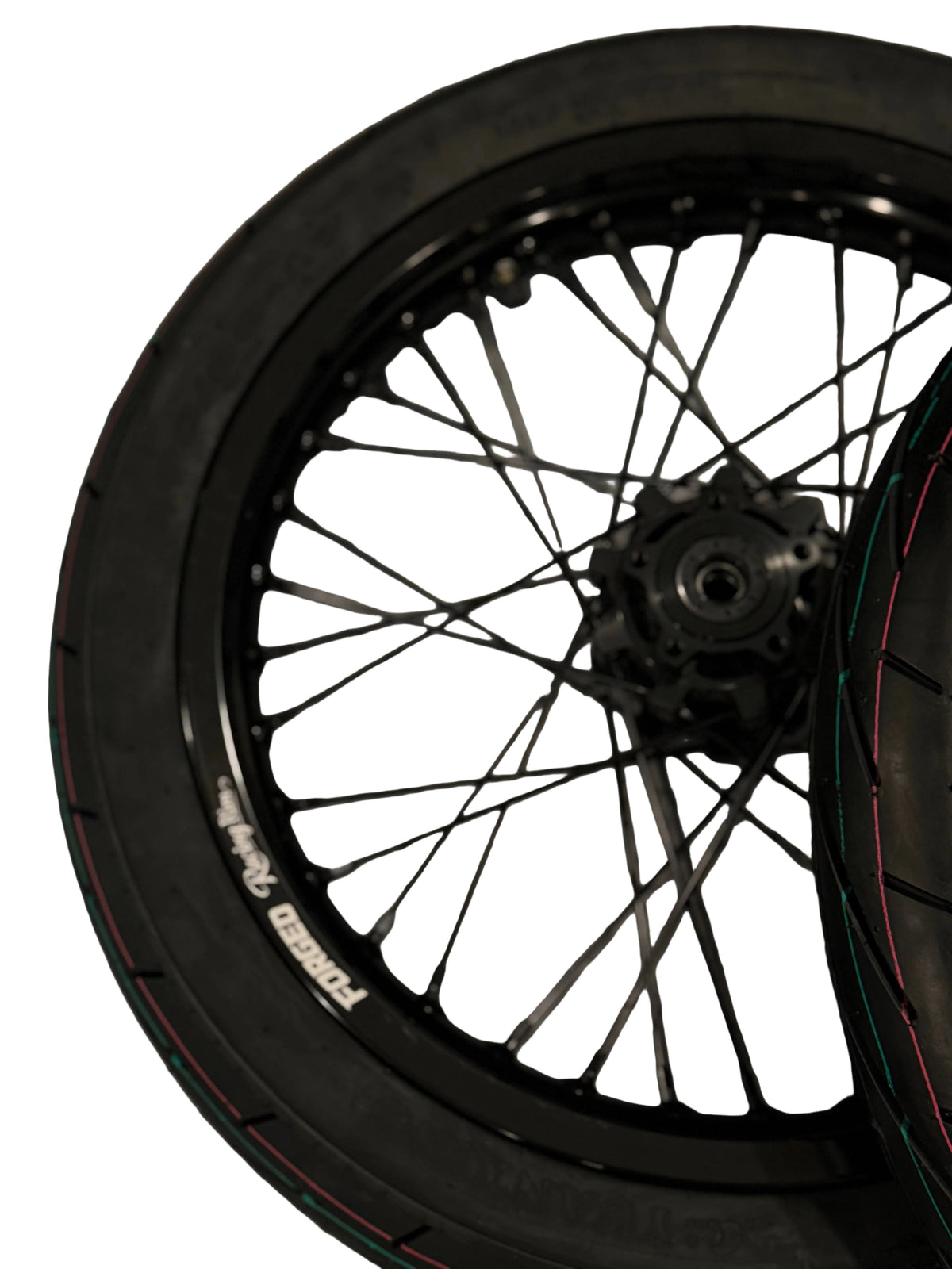 Surron Light Bee X / E-Ride Pro Supermoto Wheelset (Thick/Wide) - Chrome Silver / Gloss Black